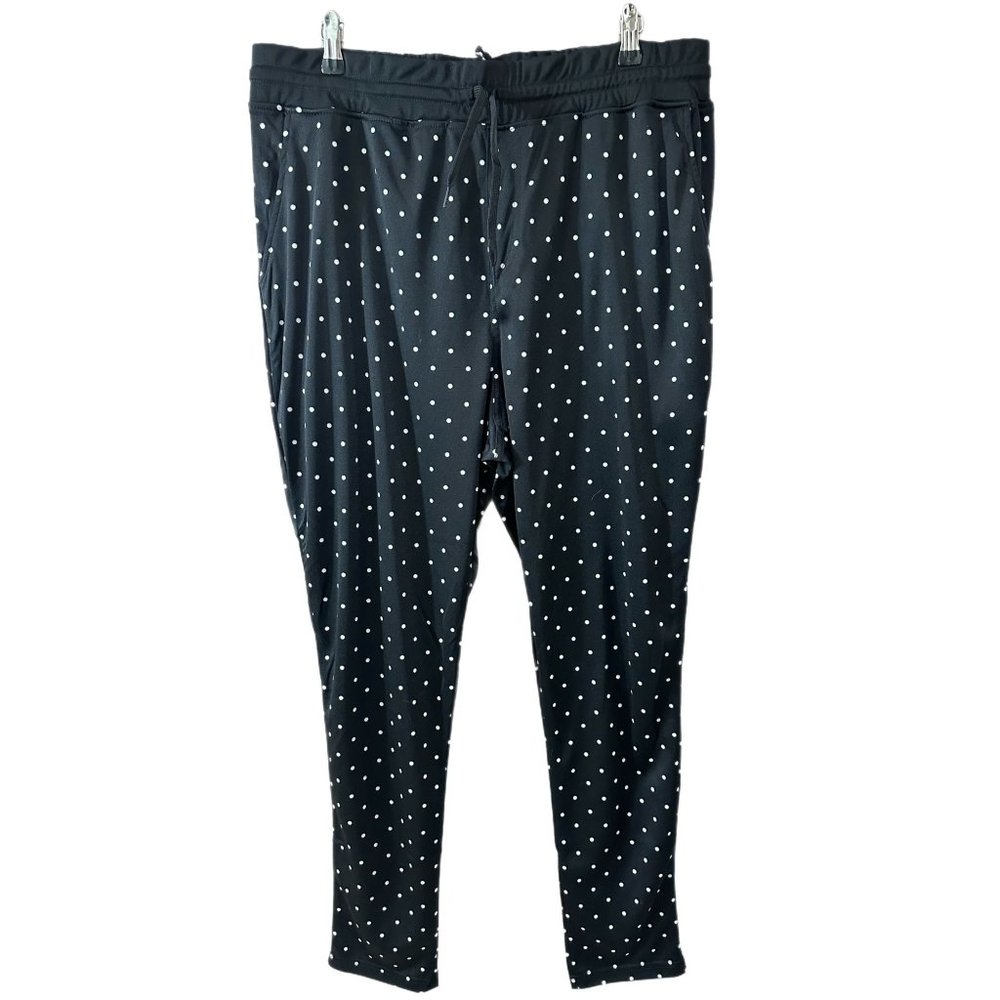 Bleecker & Mercer Women’s Size 2XL Black White Polka Dot Athletic Pants NEW